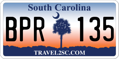 SC license plate BPR135