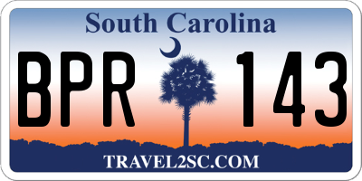 SC license plate BPR143