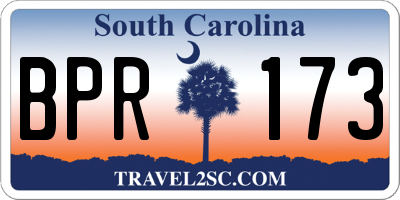 SC license plate BPR173