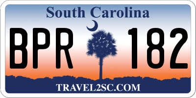 SC license plate BPR182