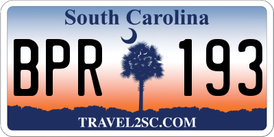 SC license plate BPR193