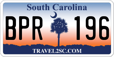 SC license plate BPR196