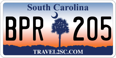 SC license plate BPR205