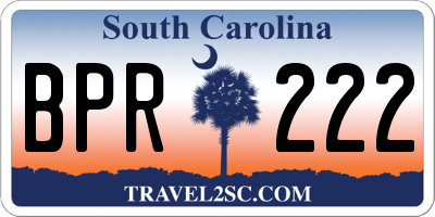 SC license plate BPR222