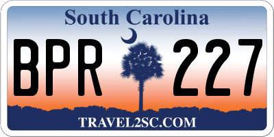 SC license plate BPR227