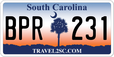 SC license plate BPR231