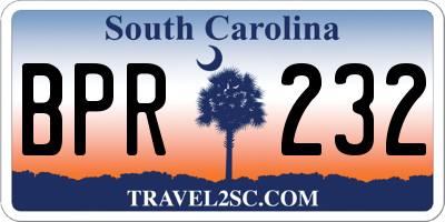 SC license plate BPR232