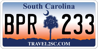 SC license plate BPR233