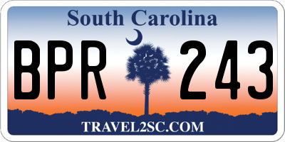 SC license plate BPR243