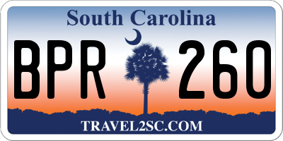 SC license plate BPR260