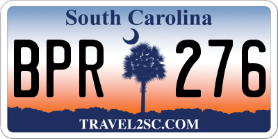 SC license plate BPR276