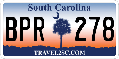 SC license plate BPR278
