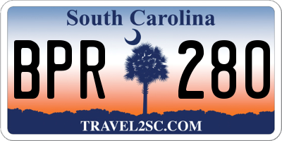 SC license plate BPR280