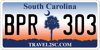 SC license plate BPR303