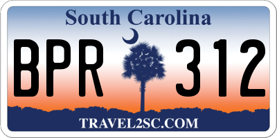 SC license plate BPR312