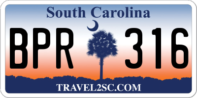 SC license plate BPR316