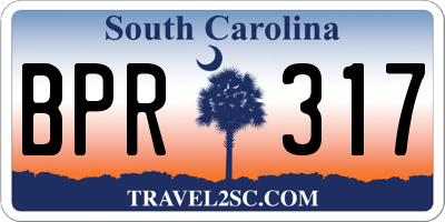 SC license plate BPR317