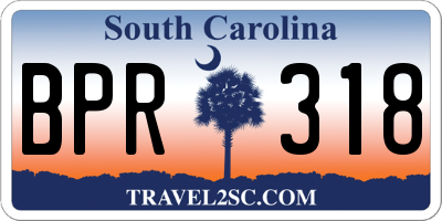 SC license plate BPR318