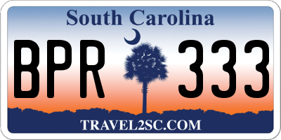 SC license plate BPR333