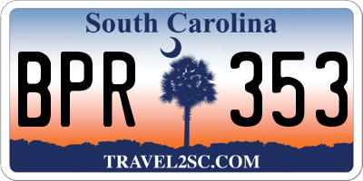 SC license plate BPR353