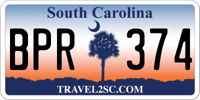 SC license plate BPR374