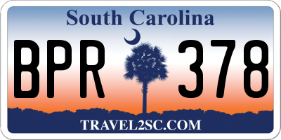 SC license plate BPR378