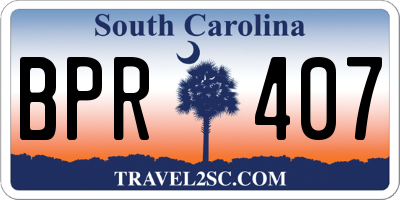 SC license plate BPR407