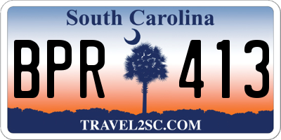 SC license plate BPR413