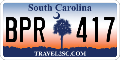 SC license plate BPR417
