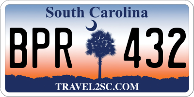 SC license plate BPR432