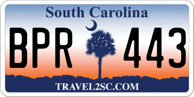 SC license plate BPR443