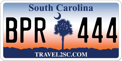 SC license plate BPR444