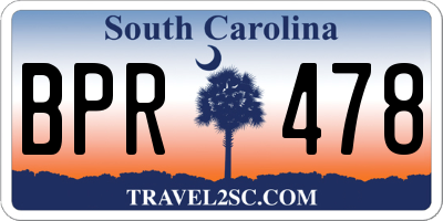SC license plate BPR478