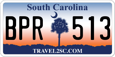 SC license plate BPR513