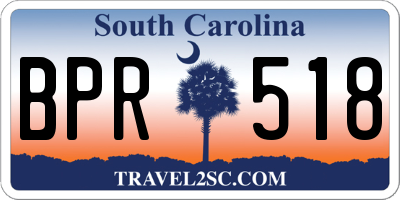 SC license plate BPR518