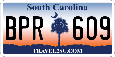 SC license plate BPR609