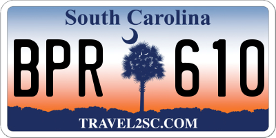 SC license plate BPR610