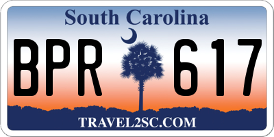 SC license plate BPR617