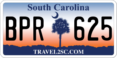 SC license plate BPR625