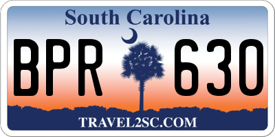 SC license plate BPR630