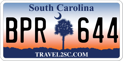 SC license plate BPR644