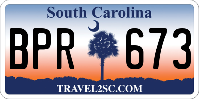SC license plate BPR673