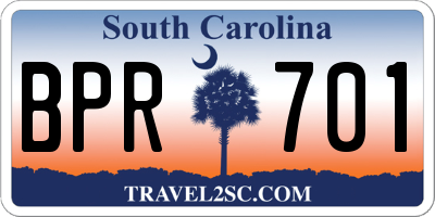 SC license plate BPR701