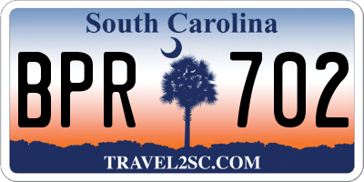 SC license plate BPR702
