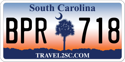 SC license plate BPR718