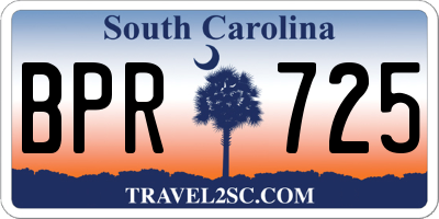 SC license plate BPR725