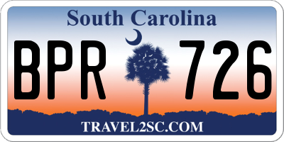 SC license plate BPR726