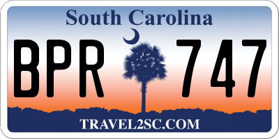 SC license plate BPR747