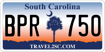 SC license plate BPR750