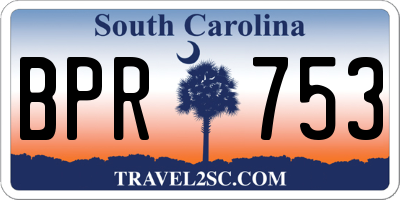 SC license plate BPR753